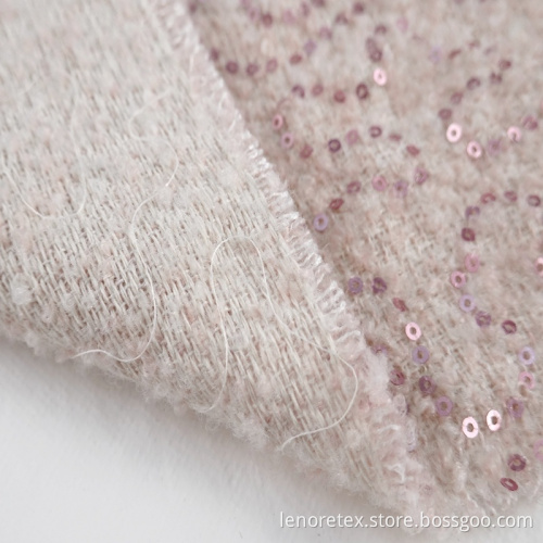 Polyester Woven Metallic Sequin Embroidery Tweed Fabric